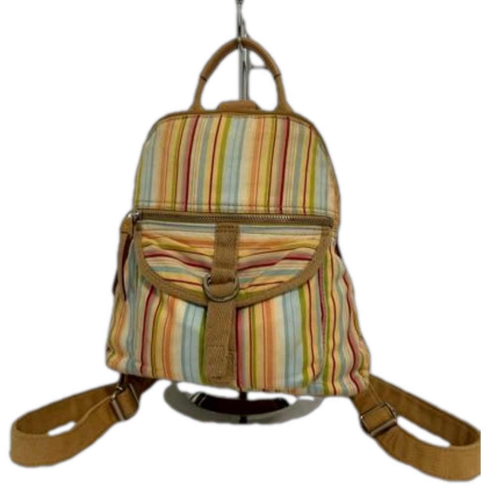 FOSSIL Colorful Striped Canvas Zip Around Mini Backpack